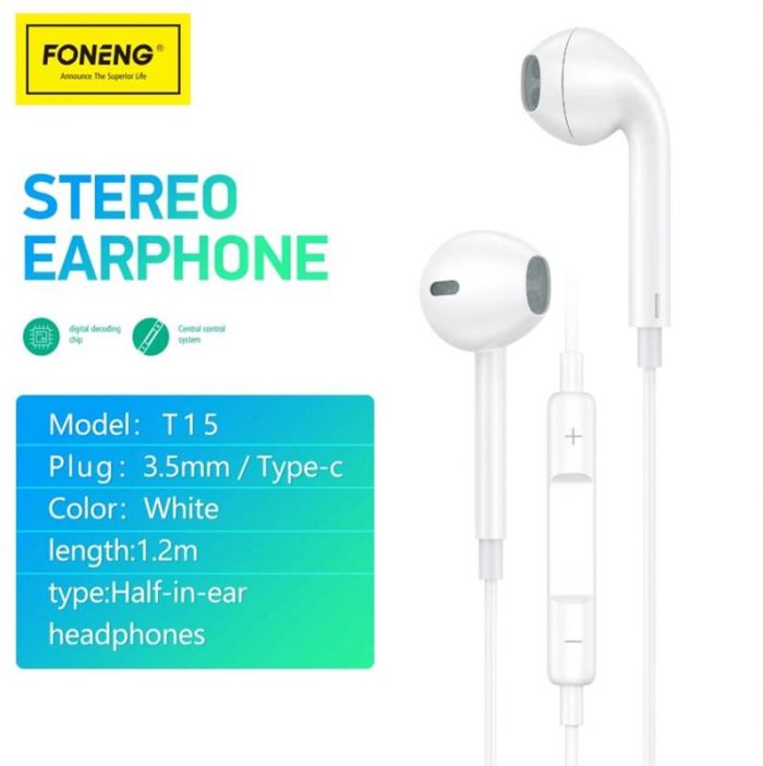 Гарнітура Foneng T15 type-c digital chip earphone (T15-E-DCH-TC)