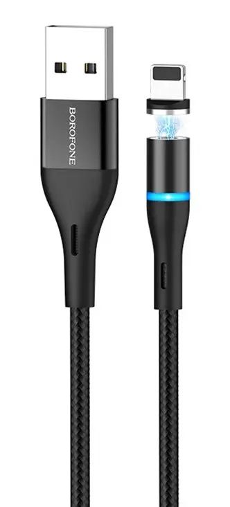 Кабель Borofone BU16 USB - Lightning, 1.2 м, магнітний, Black (BU16LB)