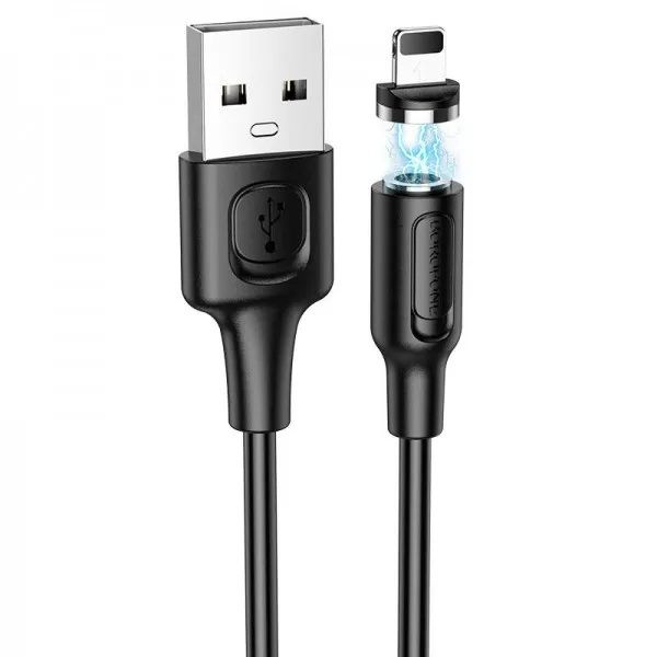 Кабель Borofone BX41 USB - Lightning, 1 м, магнітний, Black (BX41LB)