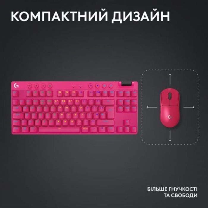 Клавiатура Logitech G PRO X TKL Lightspeed Magenta (920-012159)