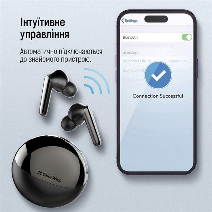 Bluetooth-гарнітура СolorWay TWS-3 Earbuds Black (CW-TWS3BK)