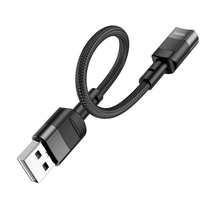 Кабель Hoco U107 USB - USB Type-C V 2.0 (M/F), 0.1 м, чорний (U107U2CB)