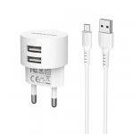 Автомобільний зарядний пристрій Borofone BA23A Brilliant (2USB, 2.4А) White (BA23AMW) + кабель MicroUSB