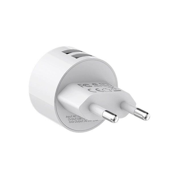 Мережевий зарядний пристрій Borofone BA23A Brilliant (2USB, 2.4А) White (BA23AW)