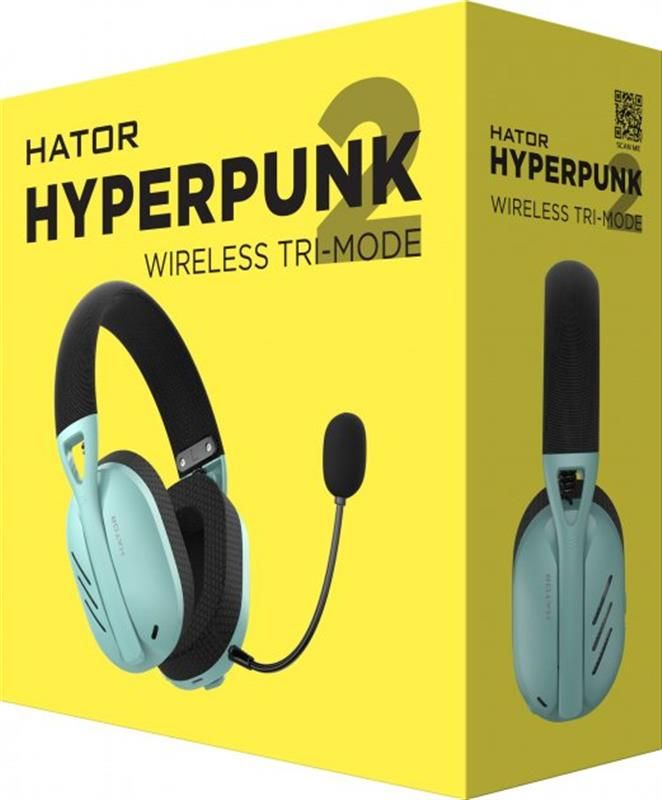 Bluetooth-гарнiтура Hator Hyperpunk 2 Wireless Tri-mode Black/Mint (HTA-858)