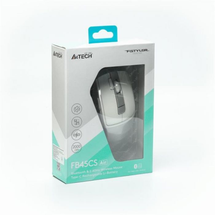 Миша бездротова A4Tech Fstyler FB45CS Air Silver White