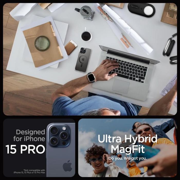 Чохол-накладка Spigen Ultra Hybrid MagFit для Apple iPhone 15 Pro Carbon Fiber (ACS06717)