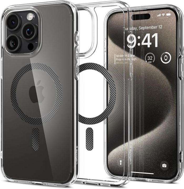 Чохол-накладка Spigen Ultra Hybrid MagFit для Apple iPhone 15 Pro Max Carbon Fiber (ACS06578)