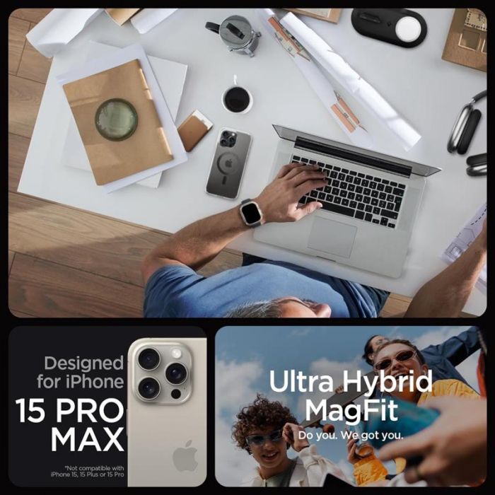 Чохол-накладка Spigen Ultra Hybrid MagFit для Apple iPhone 15 Pro Max Carbon Fiber (ACS06578)