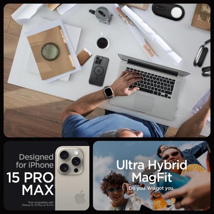 Чохол-накладка Spigen Ultra Hybrid MagFit для Apple iPhone 15 Pro Max Frost Black (ACS06581)