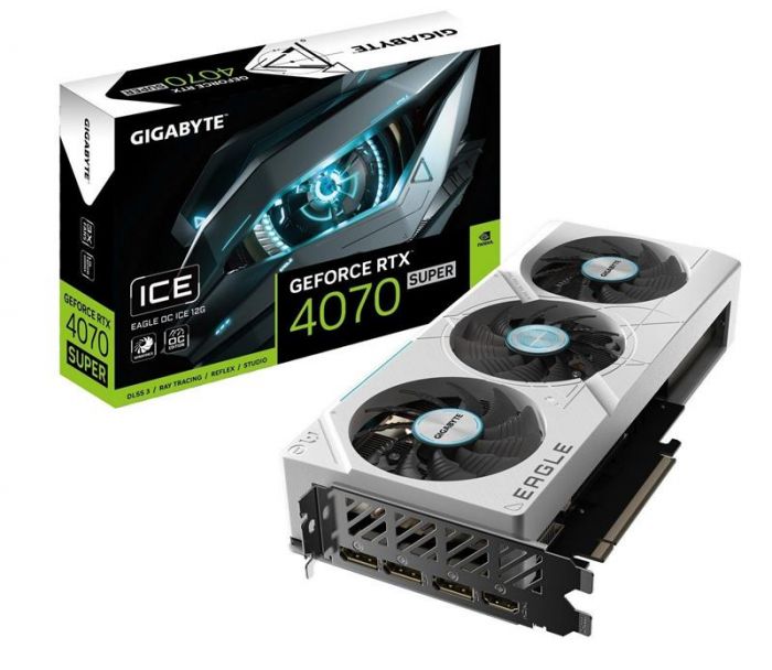 Відеокарта GF RTX 4070 Super 12GB GDDR6X Eagle OC Ice Gigabyte (GV-N407SEAGLEOC ICE-12GD)