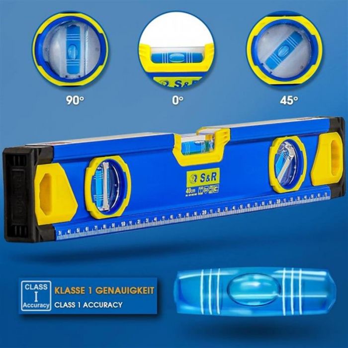 Рівень S&R 400 мм, 3 капсули, магнітний (423032040)