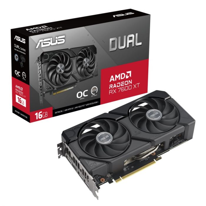 Відеокарта AMD Radeon RX 7600 XT 16GB GDDR6 Dual OC Asus (DUAL-RX7600XT-O16G)