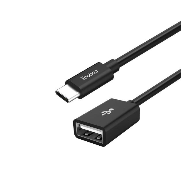 Адаптер Yoobao USB Type-C - USB V 2.0 (M/F), 0.1 м, Black (YB-CAF2)