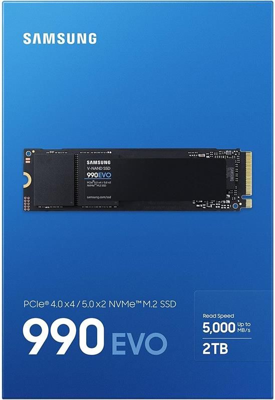 Накопичувач SSD  2ТB Samsung 990 EVO M.2 2280 PCIe 5.0 x4 NVMe V-NAND TLC (MZ-V9E2T0BW)