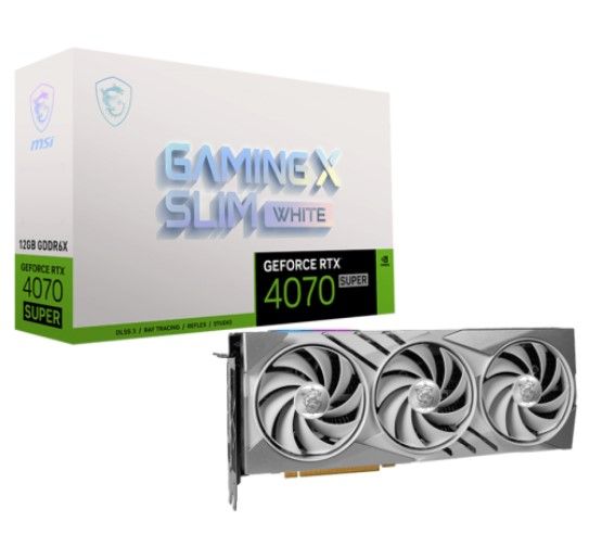 Відеокарта GF RTX 4070 Super 12GB GDDR6X Gaming X Slim White MSI (GeForce RTX 4070 SUPER 12G GAMING X SLIM WHITE)