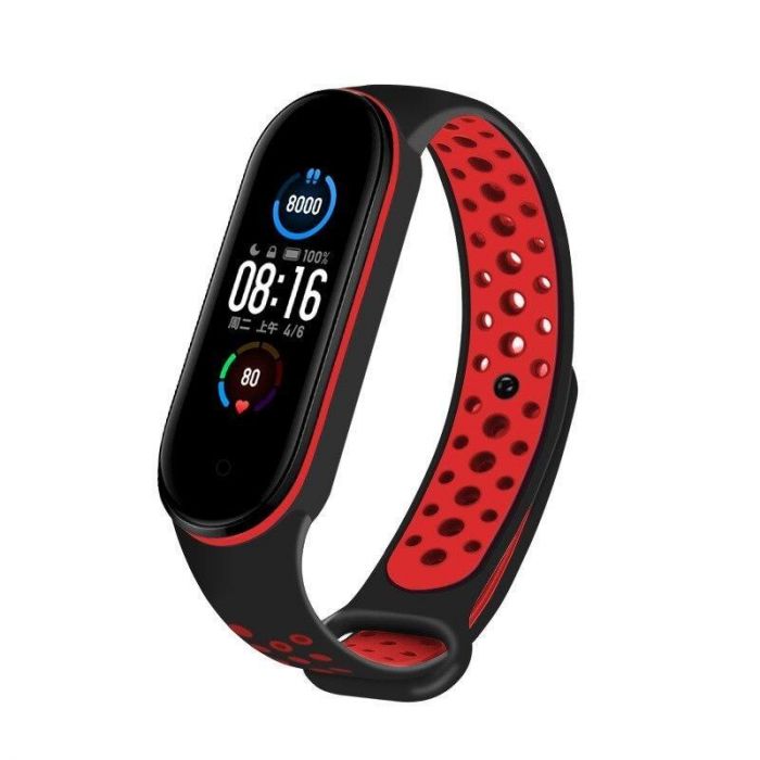 Ремінець BeCover Nike Style для Xiaomi Mi Smart Band 5/Mi Smart Band 6 Black-Red (705153)