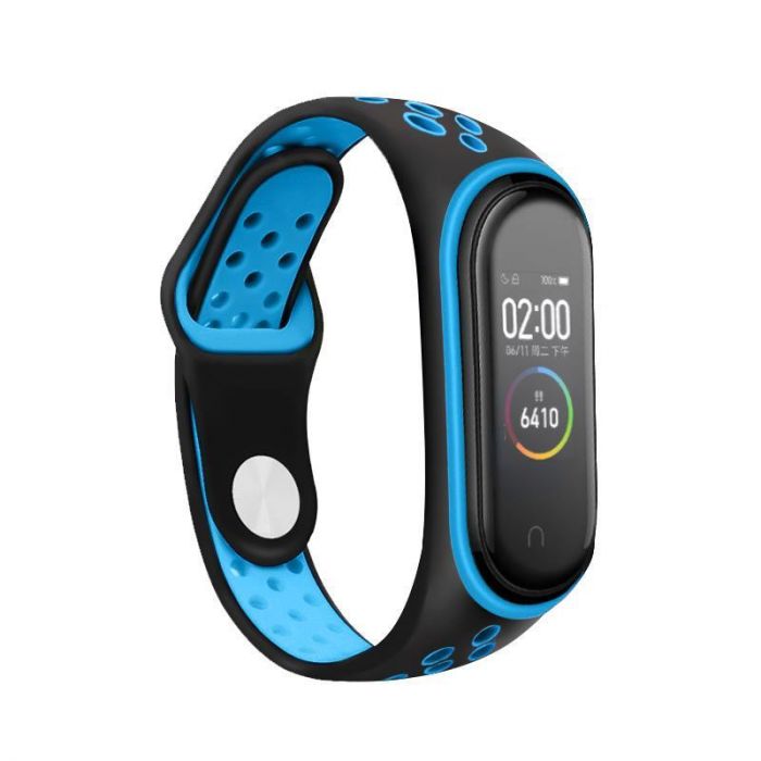 Ремінець BeCover Nike Style для Xiaomi Mi Smart Band 5/Mi Smart Band 6 Black-Blue (705150)