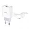 Мережевий зарядний пристрій Hoco C81A (2USB, 2.4А) White (C81ACW) + кабель Type-C