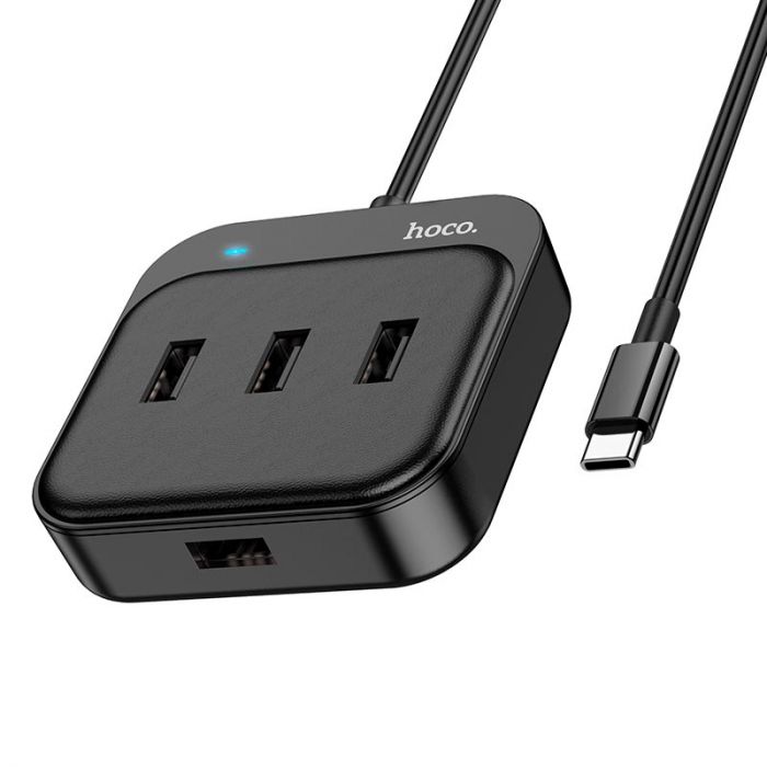 Концентратор USB Type-C Hoco HB31 4хUSB2.0 Black (HB31CB)