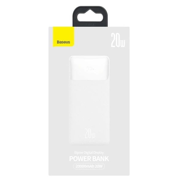 Універсальна мобільна батарея Baseus Bipow 20W 20000 mAh White (PPDML-M02) (1283126558771)