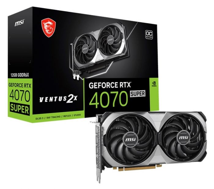 Відеокарта GF RTX 4070 Super 12GB GDDR6X Ventus 2X OC MSI (GeForce RTX 4070 SUPER 12G VENTUS 2X OC)