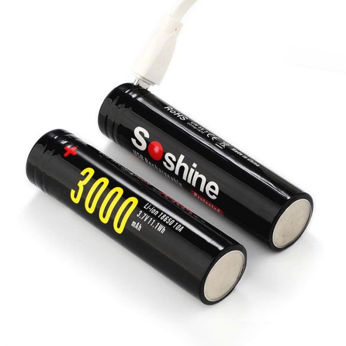 Акумулятор Soshine 18650 Li-Ion microUSB 3000mAh 1шт