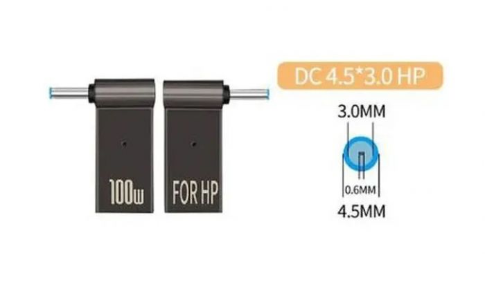 Адаптер для зарядки ноутбука HP від павербанка PD 100W USB Type-C - 4.5x3.0mm (2000985601252)