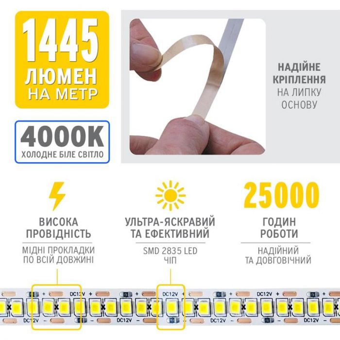 Світлодіодна стрічка ELM 2835 240LED IP20 4000K (19-0012)