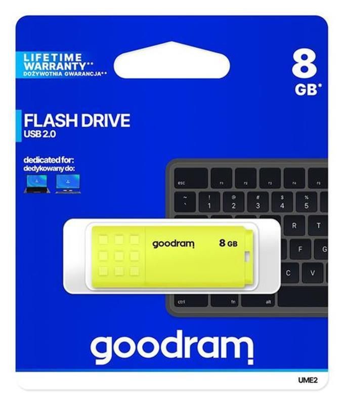 Флеш-накопичувач USB3.2  8GB GOODRAM UME2 Yellow (UME2-0080Y0R11)