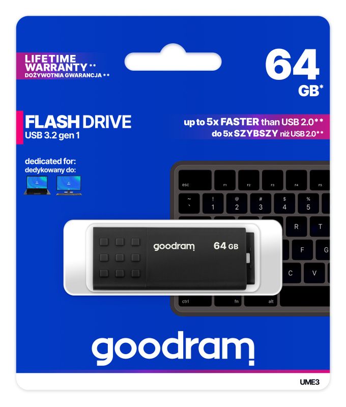 Флеш-накопичувач USB3.2 64GB GOODRAM UME3 Black (UME3-0640K0R11)