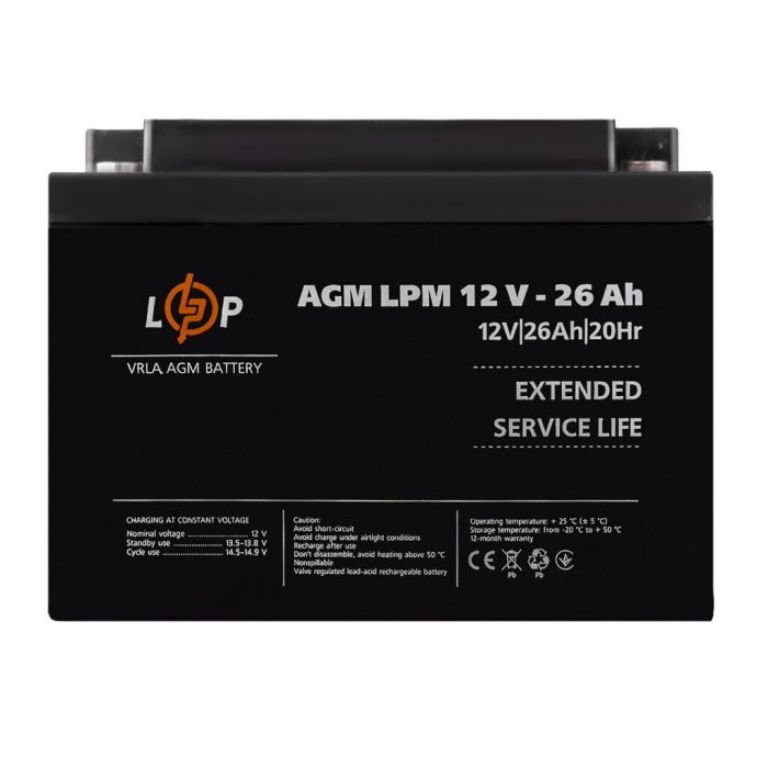 Акумуляторна батарея LogicPower LPM 12V 26AH AGM