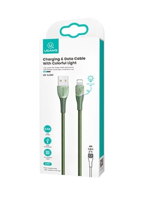 Кабель Usams US-SJ541 USB - Lightning, 1.2 м, Green (SJ541USB03)