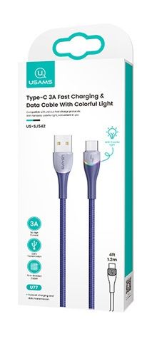 Кабель Usams US-SJ542 USB - USB Type-C, 1.2 м, Blue (SJ542USB02)