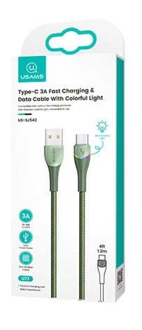 Кабель Usams US-SJ542 USB - USB Type-C, 1.2 м, Green (SJ542USB03)