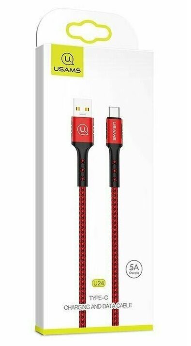 Кабель Usams US-SJ289 USB - USB Type-C, 1.2 м, Red (SJ289USB02)