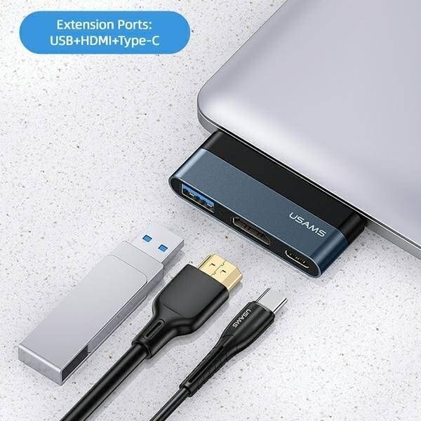 USB-хаб Usams US-SJ492 Mini HUB USB Type-C Black (SJ492HUB01)