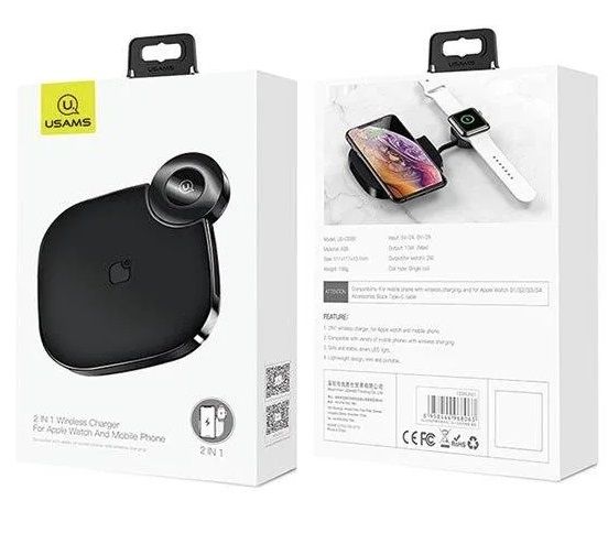 Бездротовий зарядний пристрій Usams US-CD89 2in1 Wireless Charger 10W Black (CD89JN01)