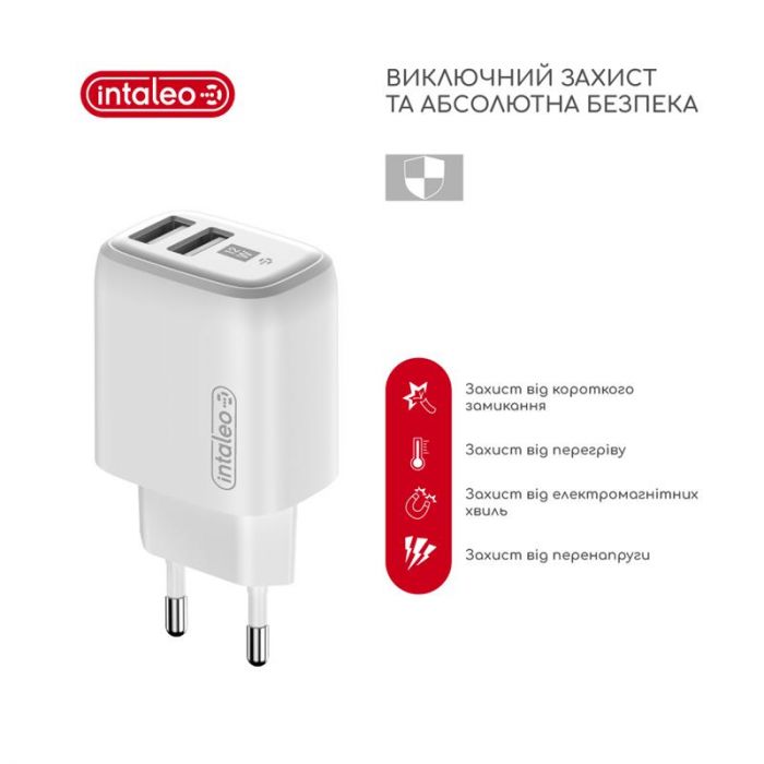 Мережевий зарядний пристрій Intaleo TCG242 (2USB, 2.4A) White (1283126578281)