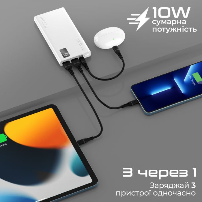 Універсальна мобільна батарея Promate Bolt-10Pro White 10000mAh