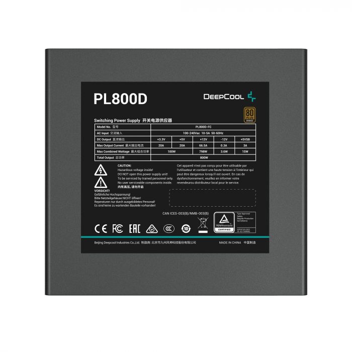 Блок живлення DeepCool PL800D 800W (R-PL800D-FC0B-EU-V2)