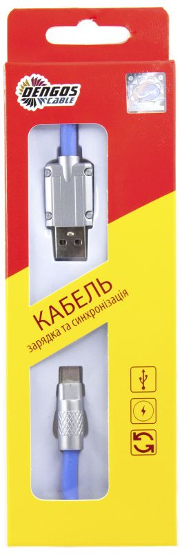 Кабель Dengos USB-USB Type-C 1м Blue (PLS-TC-NS-BLUE)