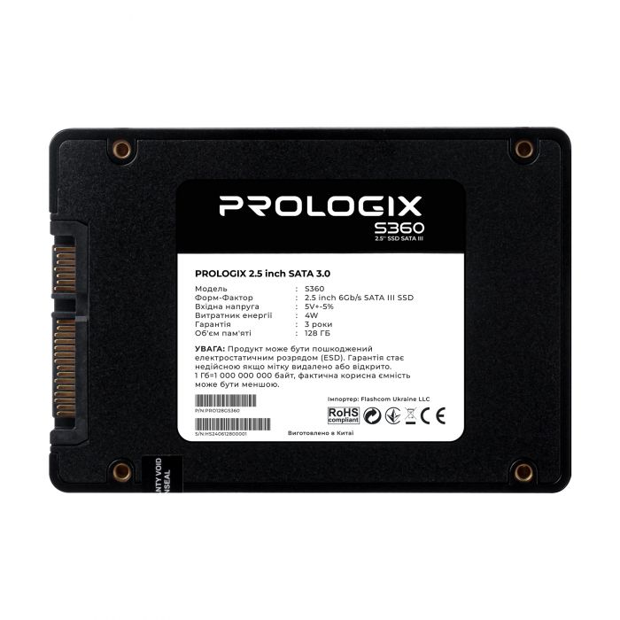 Накопичувач SSD  128GB Prologix S360 2.5" SATAIII TLC (PRO128GS360)