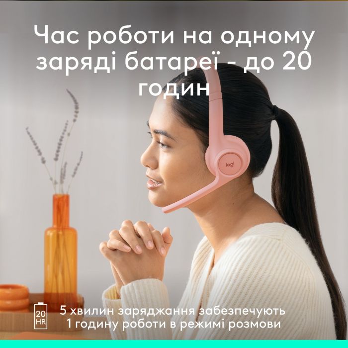 Bluetooth-гарнітура Logitech Zone 300 Wireless Rose (981-001412)