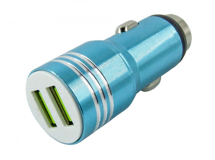 Автомобільний зарядний пристрій Dengos (2USB; 2.1A, 1A) Blue (DG-CS-01) + кабель USB Type-C