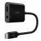 Адаптер Belkin RockStar USB Type-C - 3.5 мм + USB Type-C 60W (M/F+F), 0.12 м, Black (NPA004btBK)