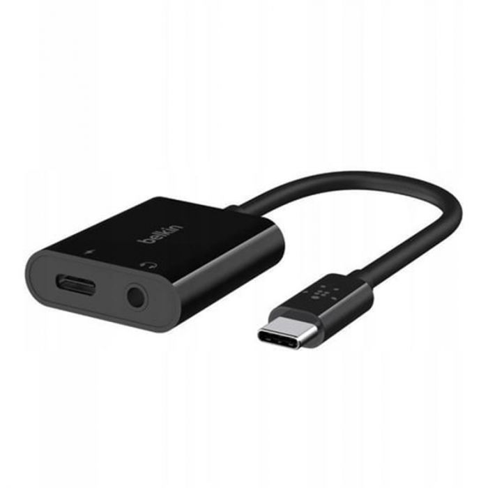 Адаптер Belkin RockStar USB Type-C - 3.5 мм + USB Type-C 60W (M/F+F), 0.12 м, Black (NPA004btBK)