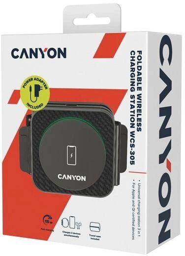 Бездротовий зарядний пристрій Canyon WS-305 15W Black (CNS-WCS305B)