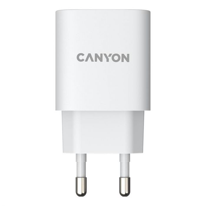 Мережевий зарядний пристрій Canyon H-20-04 (2USB, 3A) PD, QC3.0 White (CNE-CHA20W04)