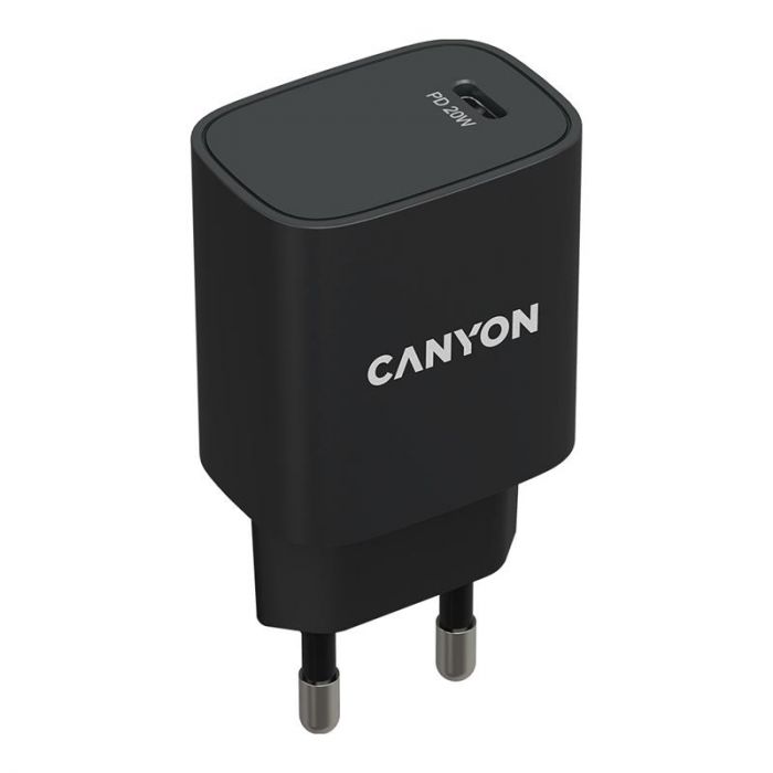 Мережевий зарядний пристрій Canyon H-20-02 (1USB, 3A) PD Black (CNE-CHA20B02)